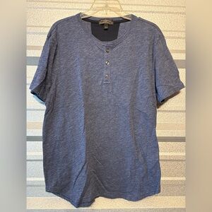 Banana Republic Men's Heather Blue Henley Tee